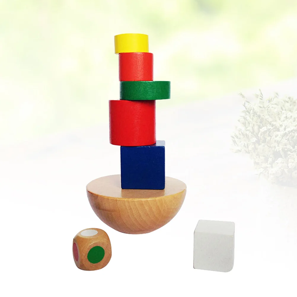 Wooden Hemisphere Balancing Games Stackable Building Blocks Set Playset Toys Educational Toys for Kids Children (Mixed Color)