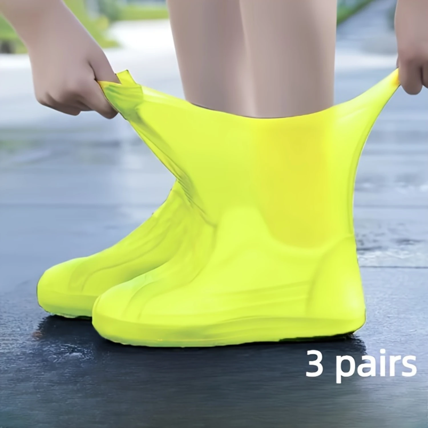 3 Pairs Waterproof Non-Slip Shoe Covers - Durable, Latex, Reusable - Rainy Day Protection