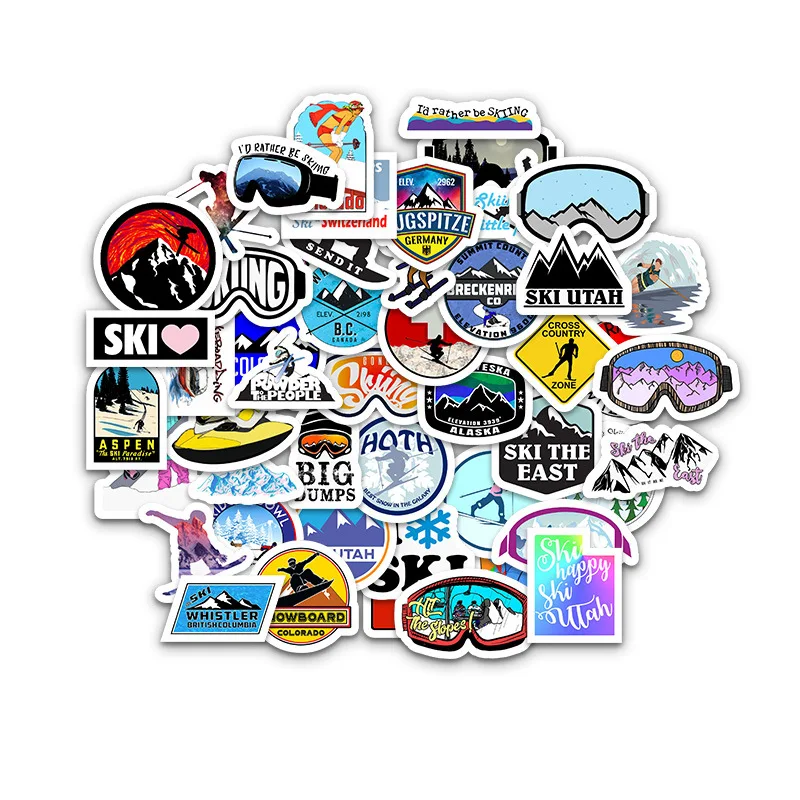 10/30/50pcs/Pack Ski Stickers Waterproof Skateboard Motorcycle Guitar Luggage Laptop Bicycle Sticker Kids Toys