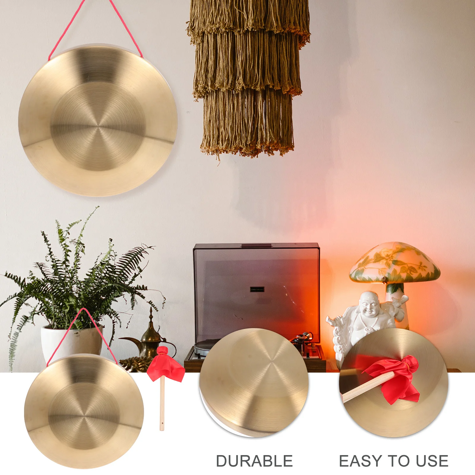 1 set 1 Set Of Handmade Copper Gong Brass Cymbals Golden Sturdy Percussion Instrument For Music Training Kids Chinese Opera Gong