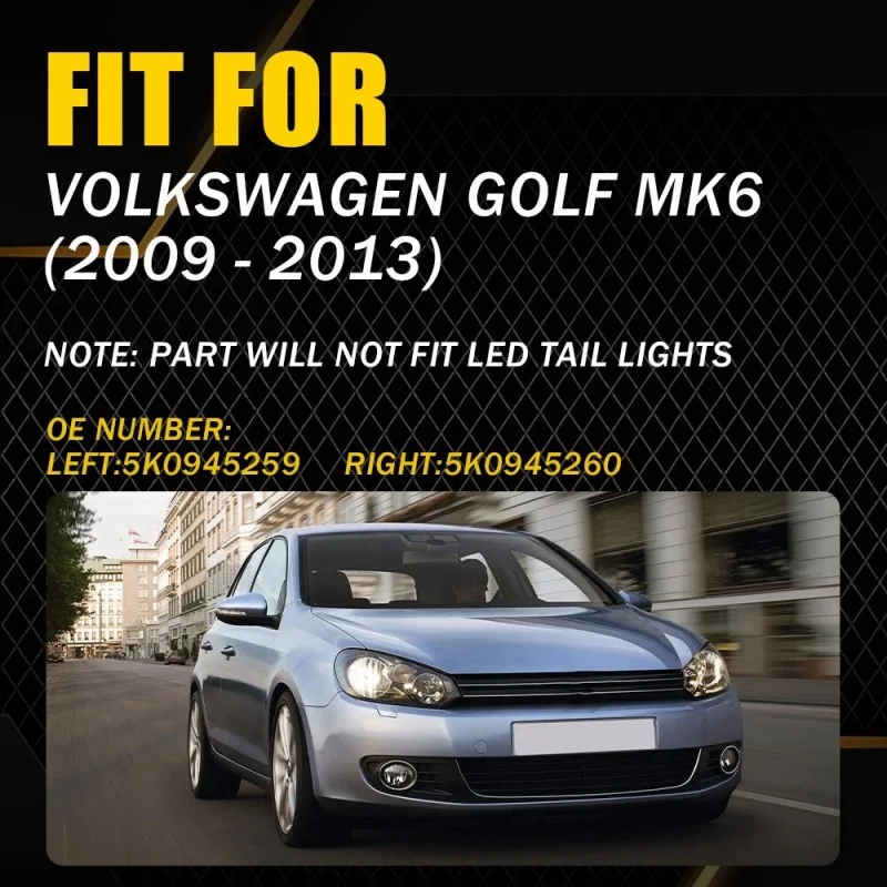 Rear Inner Side Halogen Bulb Socket for VW Golf MK6 2009-2013 Compatible with 5K0945259 5K0945260 Automotive Lighting Part