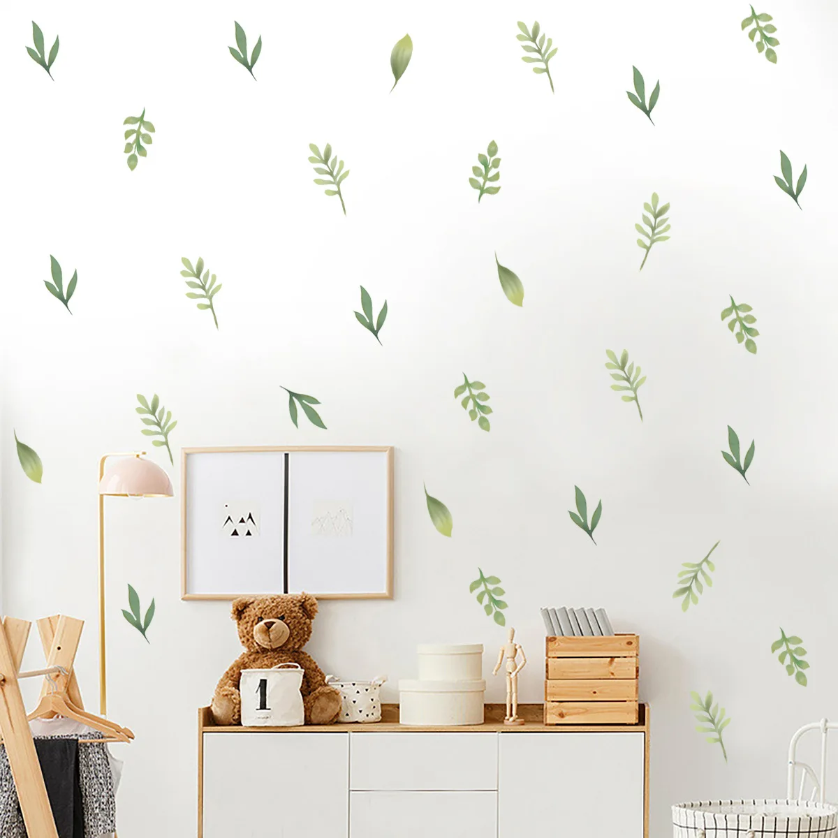 Small Fresh Green Leaf Sticker Children's Bedroom Living Room Background Wall Decorative Sticker Painting