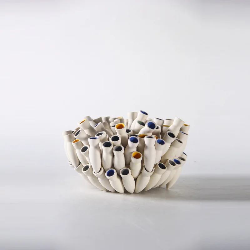 Simple and creative handmade ceramic nest vase ornament TV cabinet Sales office Crafts jewelry
