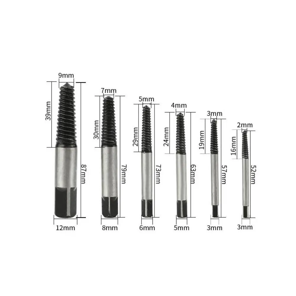 6pcs Durable Non-slip Broken Screw Extractor Convenient Efficient Bolt Remover Carbon Steel Professional Drill Bit Set Faucet