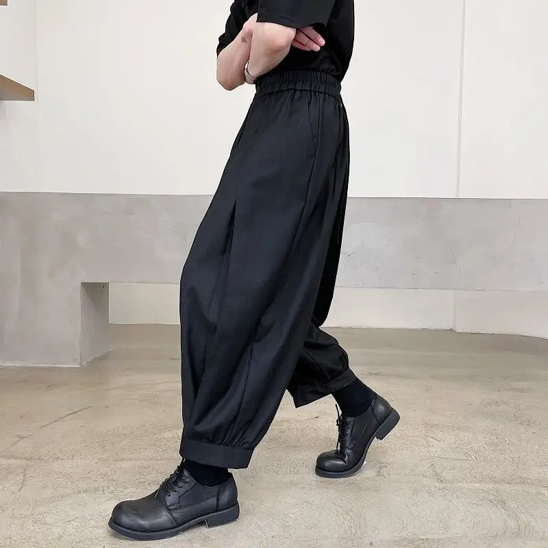 UMI MAO Yamamoto Style Personality Pleated Beam Mouth Tie Dark Trend Nine-point Pants Men Women Pantalones Hombre