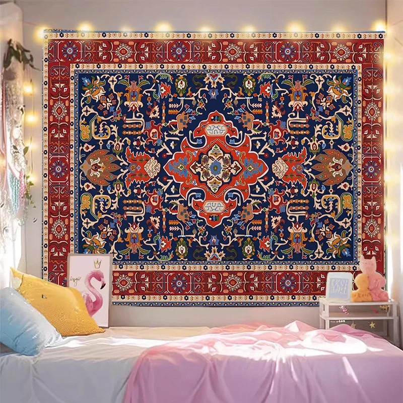 Persian Mandala Tapestry, Boho Vintage Ethnic Aesthetic Wall Hanging for Bedroom Living Room Dorm Home Decor