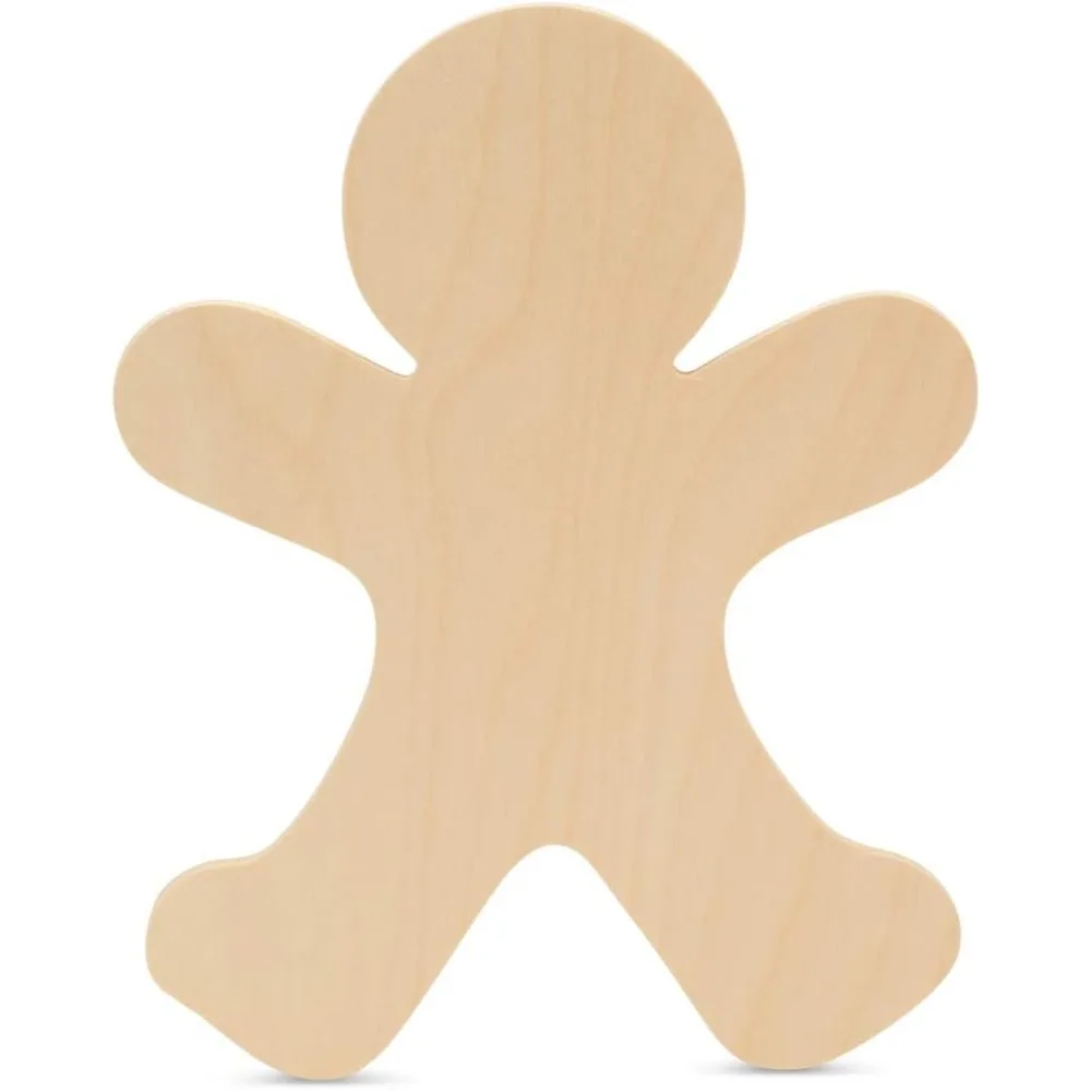 

Gingerbread Man Wood Cutout 6 inch, Pack of 50 Unfinished Holiday Cut Outs for Gingerbread Christmas Decor