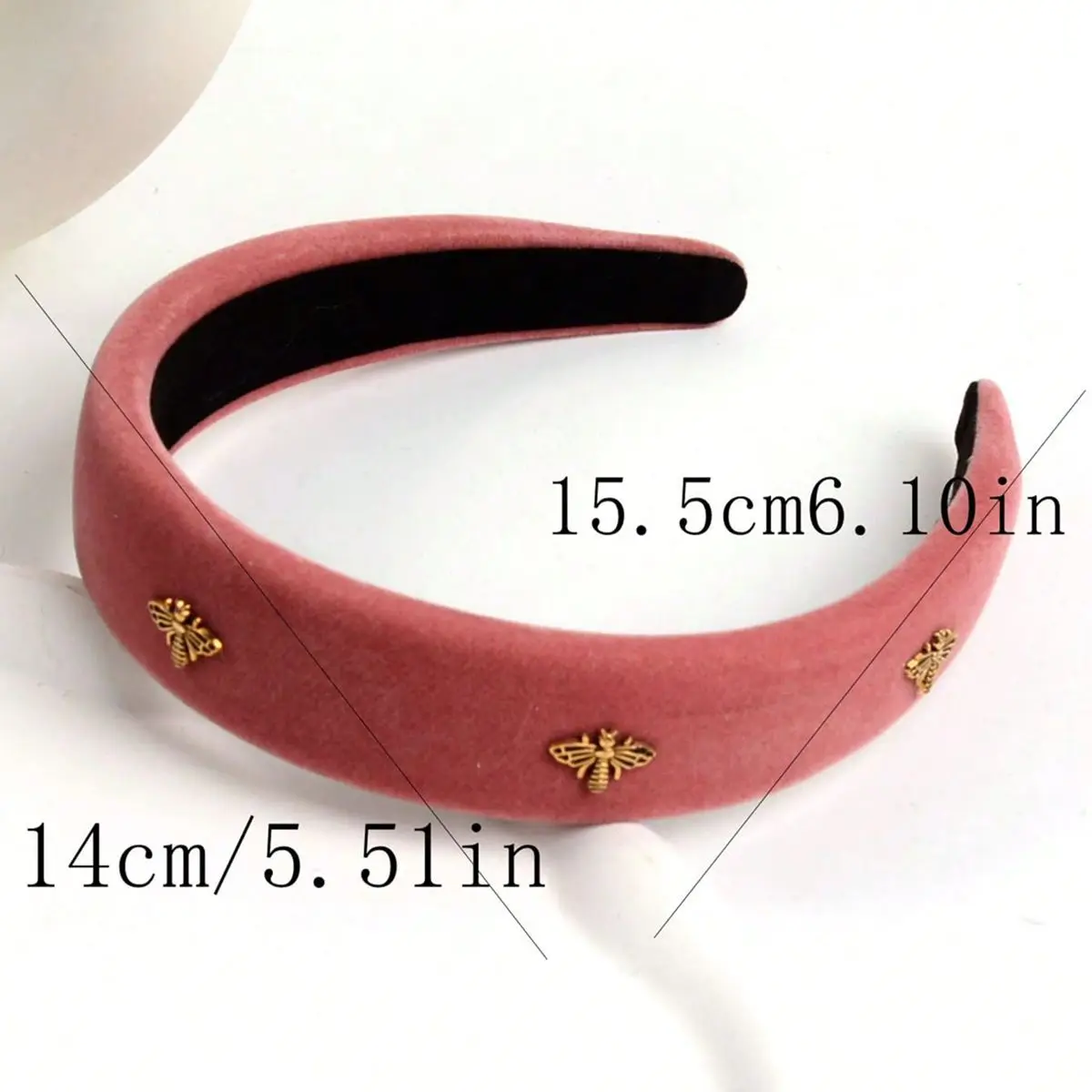 Little Bee Black Velvet Headband for Women, Autumn and Winter, High-End Feel, High Cranial Pressure Headband, Face Washing Headband, Headwear, Hair Accessory - view 4