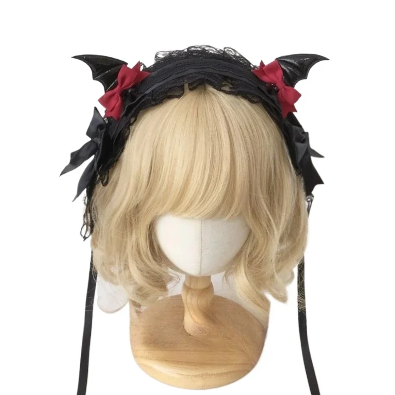 Halloween Ears Headband Cosplay Hair Band Girl Hair Accessories Women Festival Party Hairband Lolita Devil's Gothic Y2K Ruffled