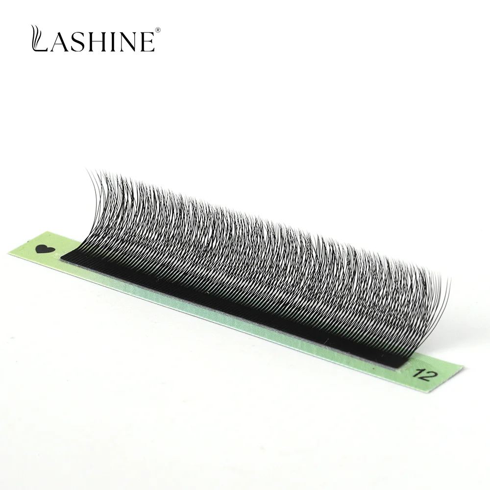 Lashine 4DW Wąskie Kępki Rzęs Przedłużanych 12 Rzędów 0.07mm C/D/M Curl MIX 7-14mm Ręcznie Robione Gotowe Kępki Objętościowe Miękkie Naturalne Rzęsy