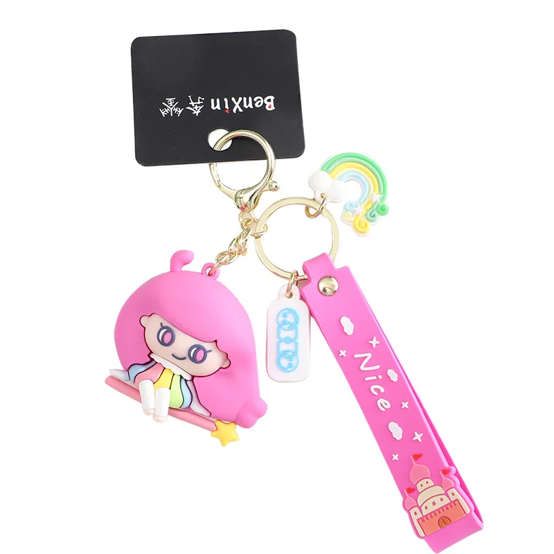 Miniso keychain pendant, cute and exquisite female couple doll pendant, car wash keychain, schoolbag pendant