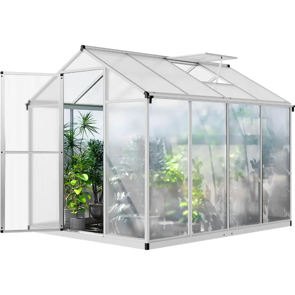 6.25 X 8 Ft Greenhouse for Outdoors with Quick Structure, Alloy & Polycarbonate Green House with 24