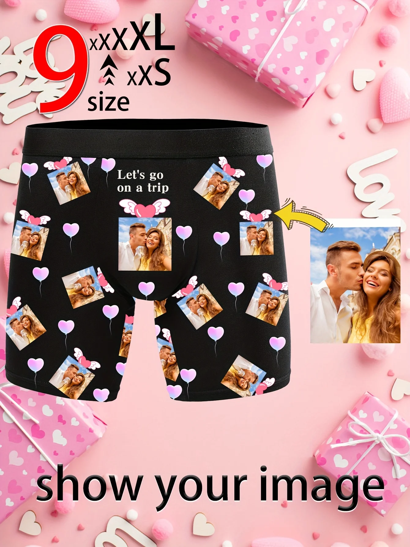 1pc Custom Underwear Personalized Pattern Printing, Comfortable Casual Funny Men'S Underwear Custom Funny Avatar Portrait