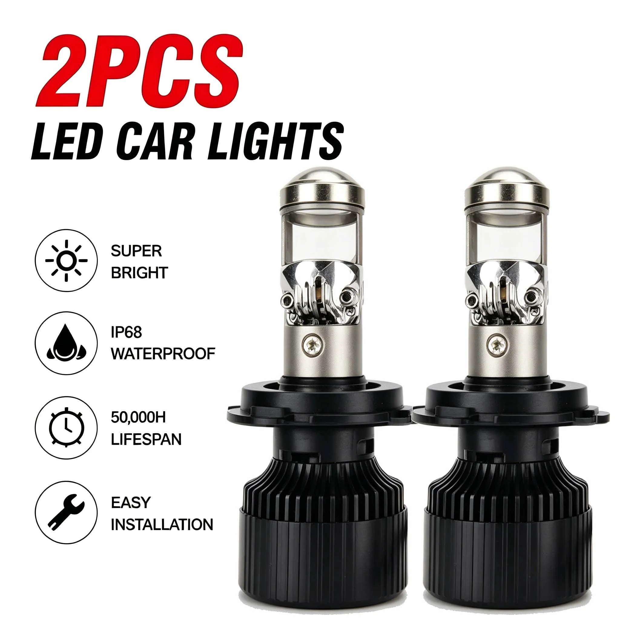 2 Peças H7 LED Farol Automotivo 20000LM 7035 CSP Lâmpada de Neblina 6500K H1 H4 Lâmpada Automotiva LED Turbo 12V Kits de Lâmpadas para Faróis