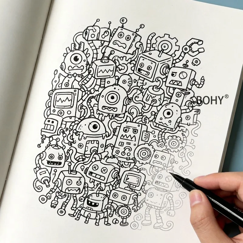 1 Adult Decompression Coloring Book, with 24 Pages of Theme Drafts Such As Dense Mechanical Robots, Space and Space Planets Etc. - view 3