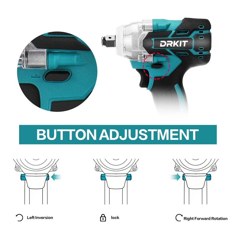 DRKIT 520N.M مفتاح ربط كهربائي بدون فرشاة 1/2 بوصة مفتاح ربط لاسلكي مفك براغي أداة إصلاح السيارات السلطة لبطارية ماكيتا 18 فولت