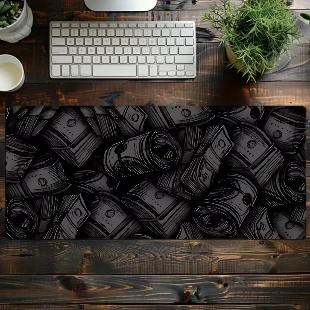 لوحة ماوس ألعاب عصرية بنمط الأوراق النقدية، لوحة مفاتيح كبيرة، لوحة ماوس توبوغرافية للوحة المفاتيح مع حصيرة طاولة مضادة للانزلاق #1