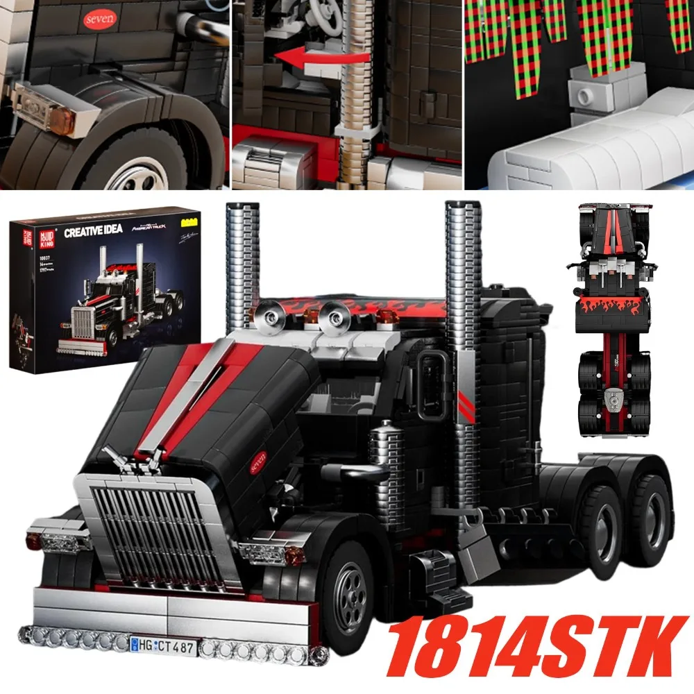 Modèle de camion cargo classique de grande taille à construire avec 1814 pièces, jouet de construction STEM stimulant, kit de véhicule détaillé à collectionner, cadeau idéal pour les amateurs et les passionnés de blocs de construction