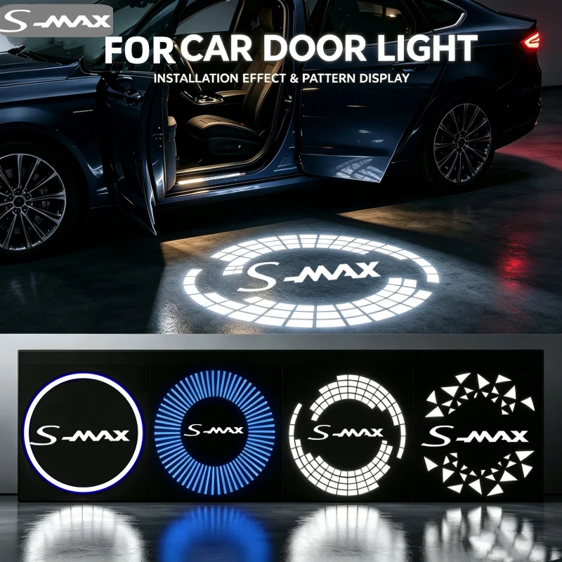2PCS HD Ghost Shadow Emblem LED Car Door Courtesy Projector Welcome Lamps For Ford S‑MAX 2007‑2008 Interior Mod Decor Parts
