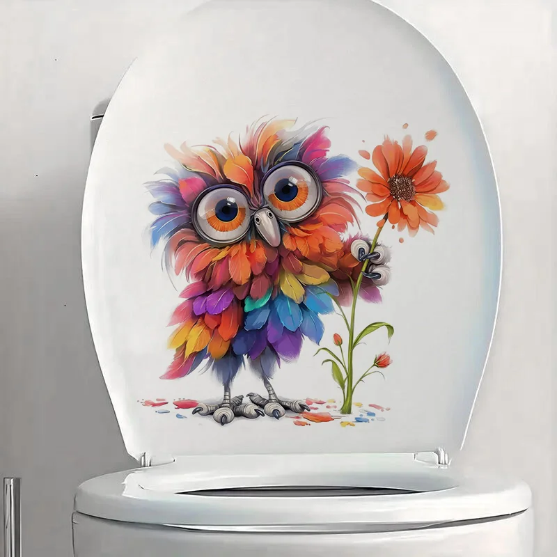 C1287# Funny Birds  Toilet Stickers, Bedroom Entryway Living Room Porch Home Decoration Wall Stickers, Removable Stickers