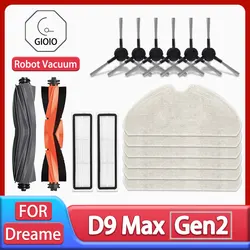 For Dreame D9 Max Gen2 Robot Vacuum Accessories Parts Rubber Main Side Brushes Mop Cloths HEPA Filters Replacement Parts
