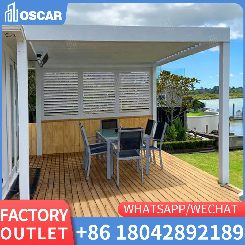 

Fireproof Awning Slats 5X5M Install Custom Shades Outdoor Gazebo Pergolas Para Exterior Pergola