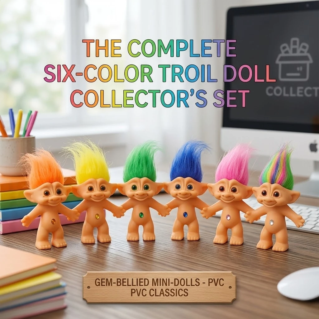 Poupées Troll porte-bonheur, poupées Troll Vintage, cheveux chromatiques adorables pour Collections, décoration de bureau, cadeaux de fête pour adultes nostalgiques