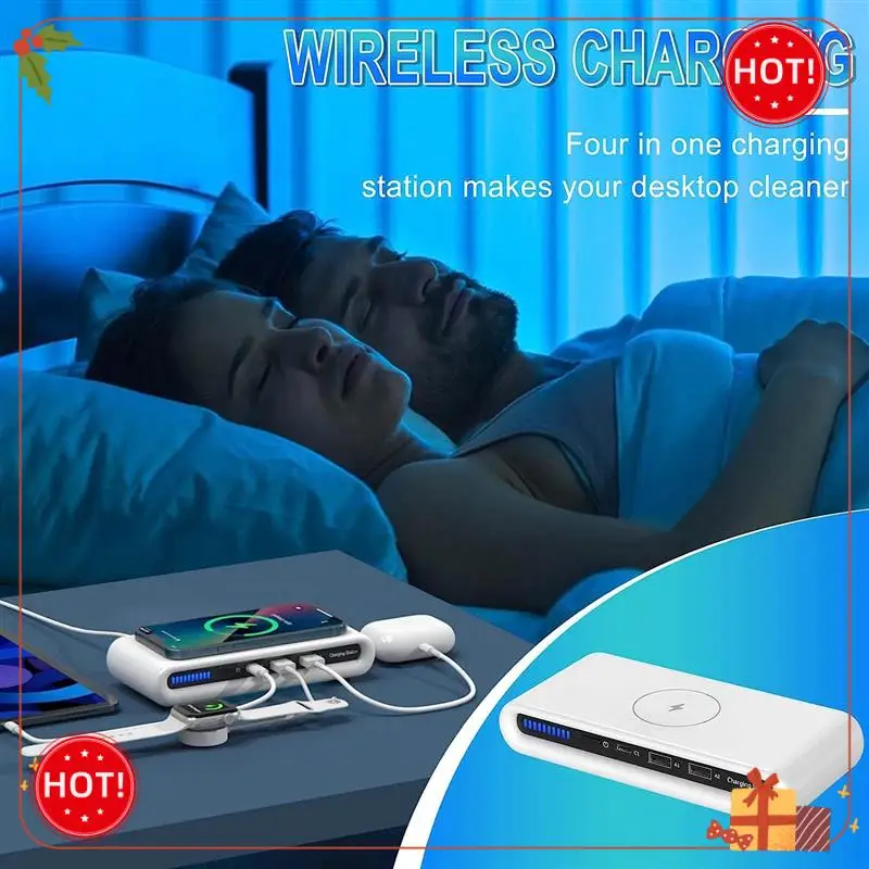 

Durable-1 PCS Portable Wireless Charger Qc3.0 Fast Charge Dual USB Wireless Charger For Home Trave