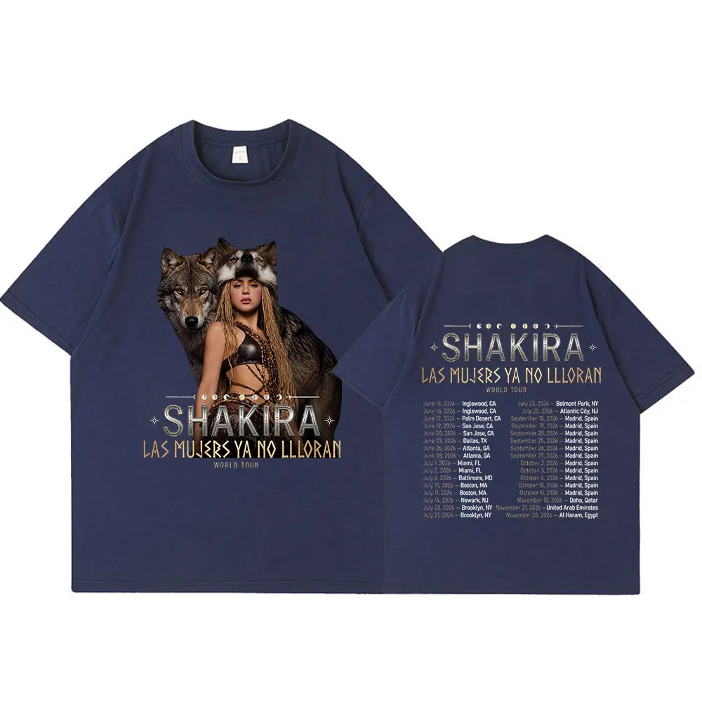 Shakira Las Mujeres Ya No Lloran World Tour T-shirts Men Women Clothing 100% Cotton Casual Fashion Oversized T Shirts Streetwear