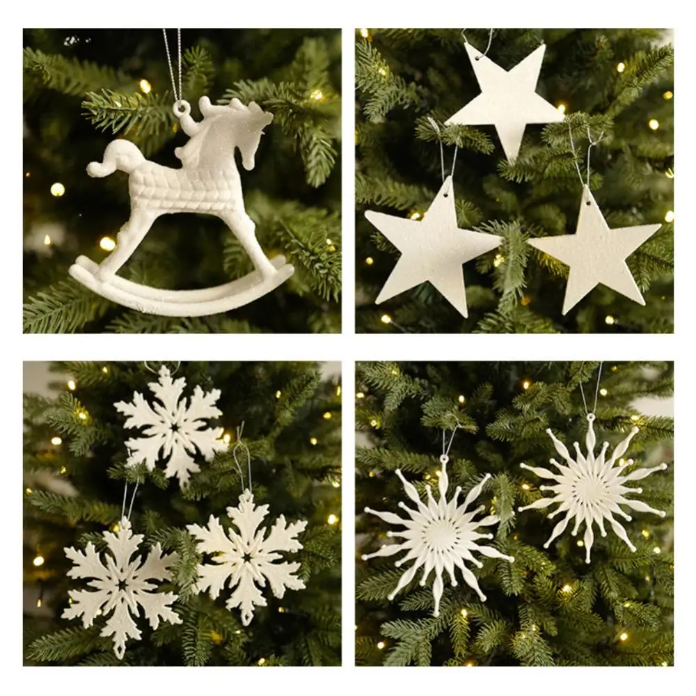 1/2/4BAGS Snowflake Small Pendant Cake Decoration Xmas Tree Pendant Ornament Snowflakes/elk/horse/love Multiple Uses Decorations