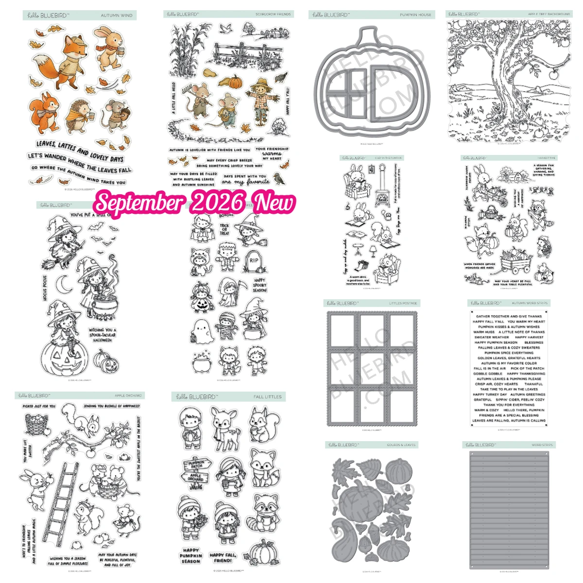 Halloween Little Witches-Stamps Cutting-Dies Set Apple Tree Background Stamp for Card Making Scrapbook DIY Craft Hello Bluebird
