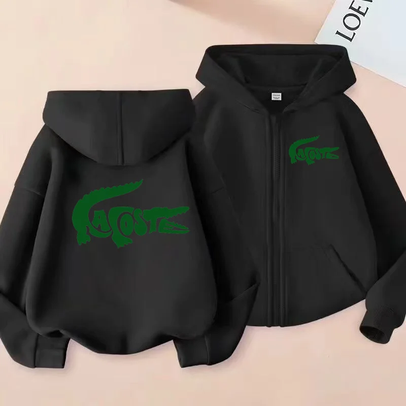 

Children's Cardigan Zipper Style Hoodie Black Sports TopLoose Coat Fashion Sweatshirt Boys Girls 3-12Yrs Casual Charming Clothes