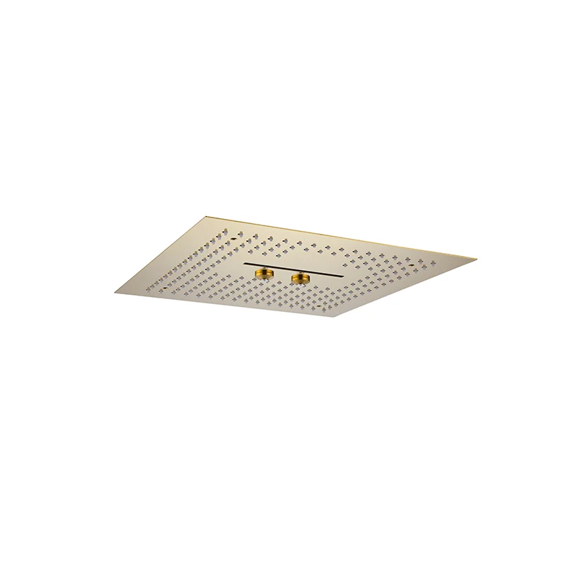 Brushed gold LED shower head rain thermostatic ceiling shower set mist massage shower
