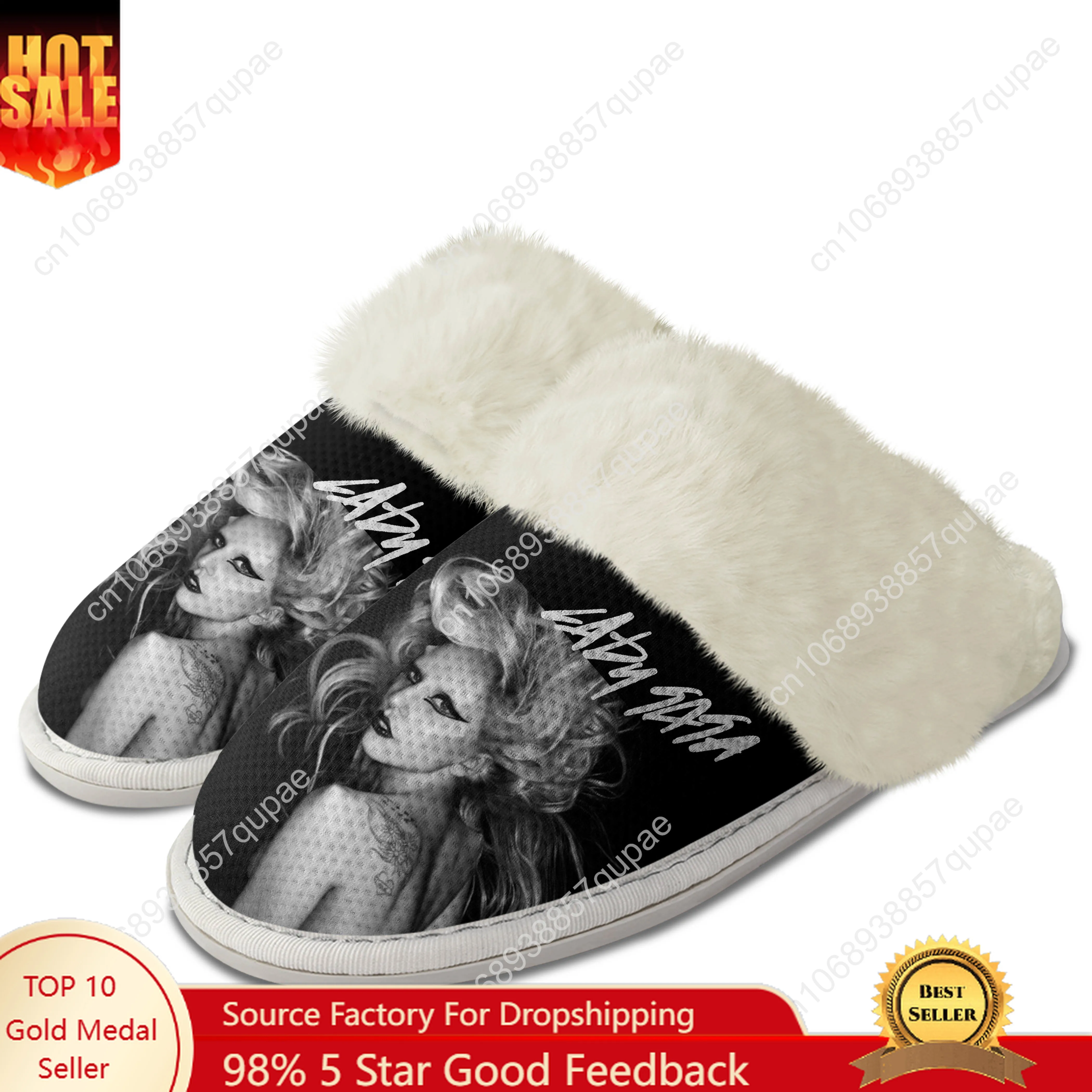 

Lady Gaga Plush Slippers Keep Warm Shoes Hot Fashion Music Men Women Home Cotton Bedroom Customized Thermal Lightweight Slipper