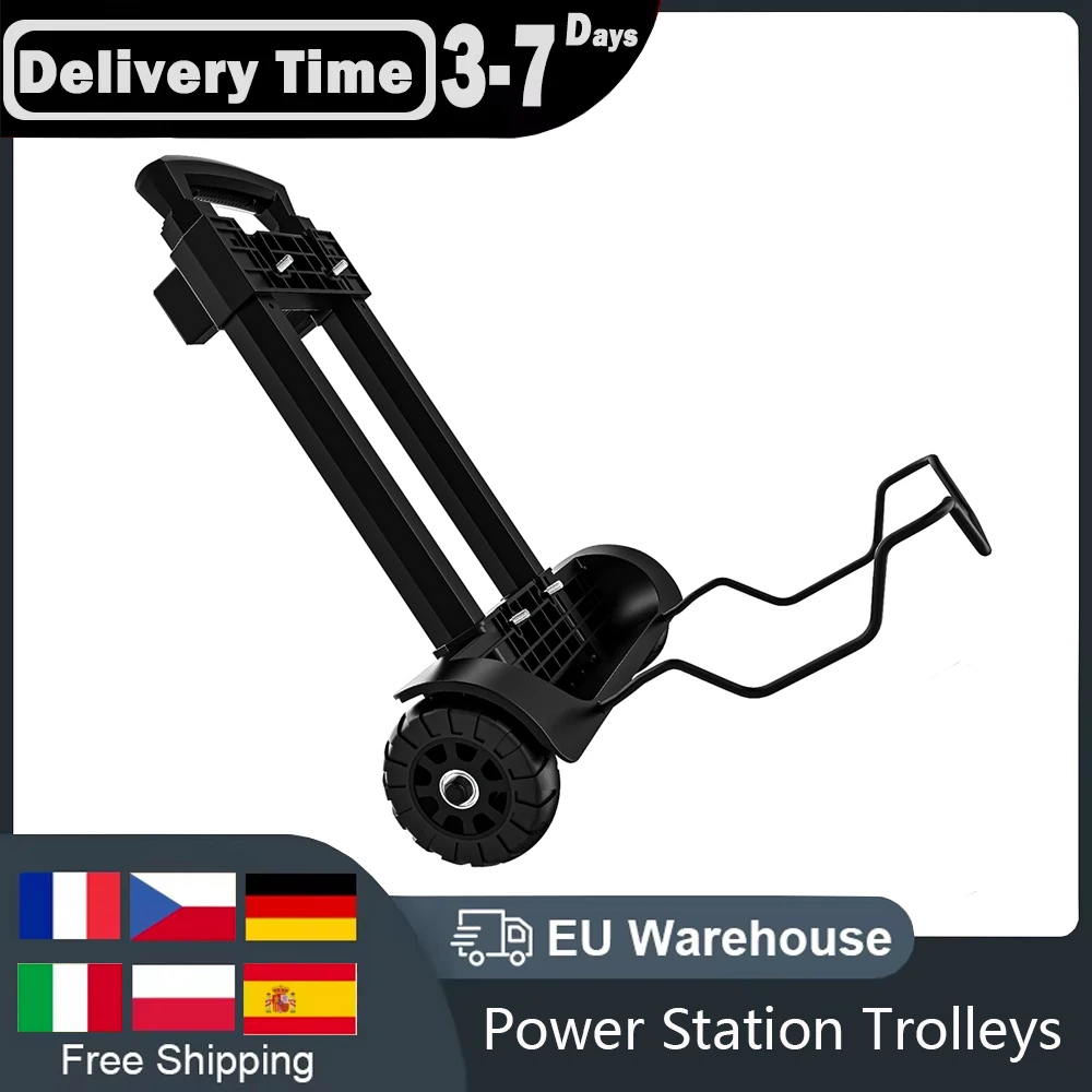 SOLARPLAY Hand Trolley for Portable Power Station Support Up to 50 lbs Adjustable Handle Flat Wheel Spinning Trolley Lightweight