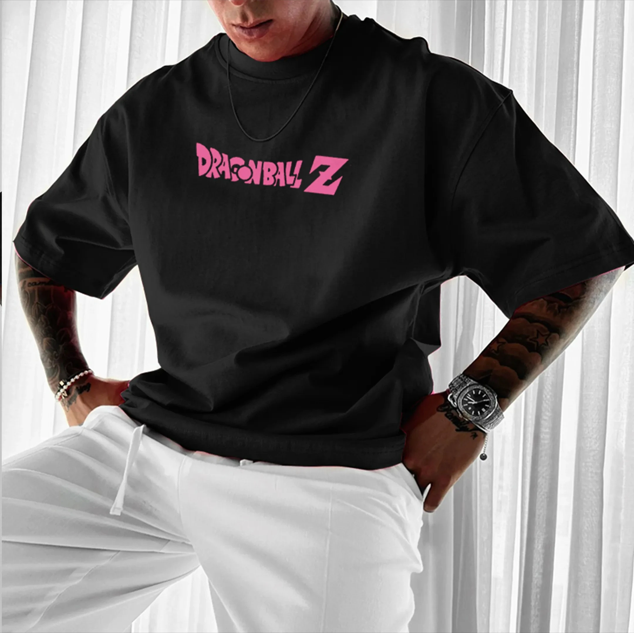 Dragon Ball Anime Goku Camiseta holgada de algodón con estampado de manga corta estilo americano para deportes de verano con cuello redondo para hombres y mujeres