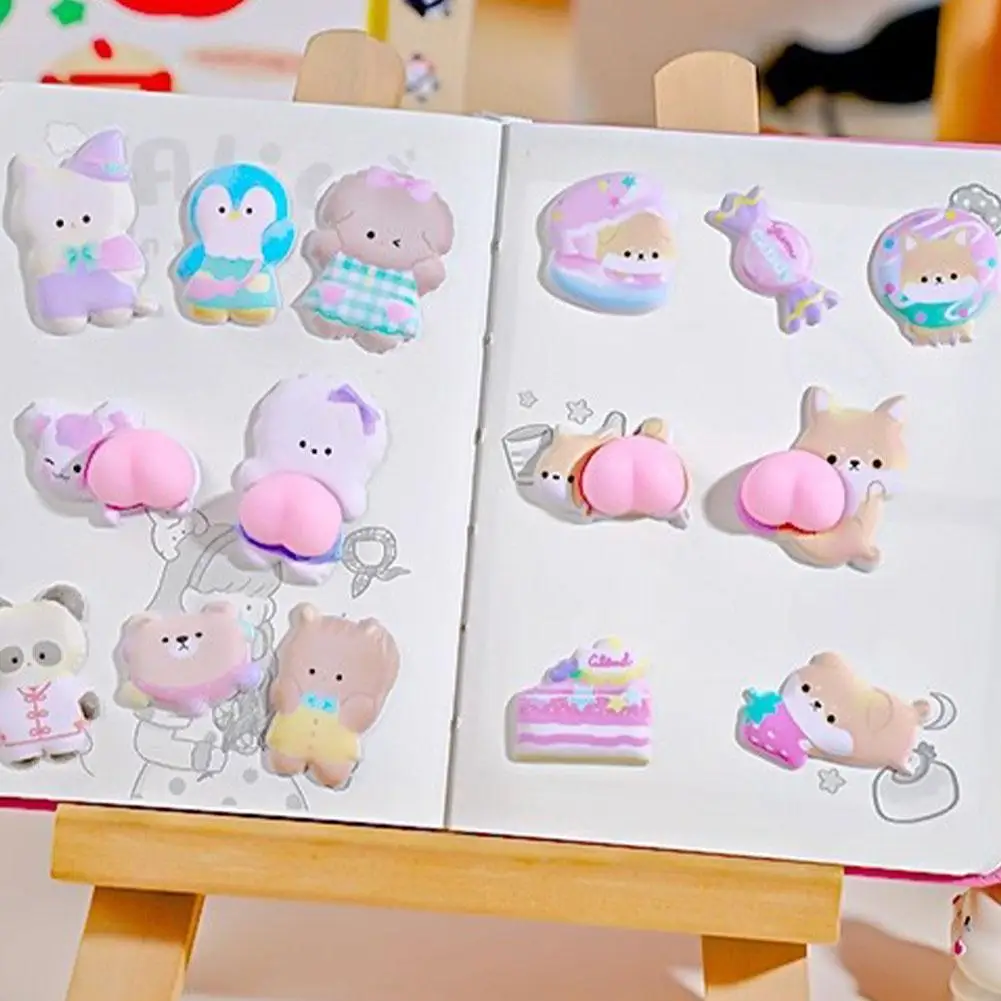 1 szt. Kawaii Naklejka 3D z motywem fartu, brzoskwiń, stereo, urocze zwierzątka, koty, naklejki antystresowe, naklejki do samodzielnego dekorowania, materiały do naklejania