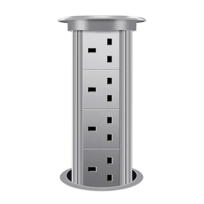 Motorized Pop up Tower Socket Wireless Charger Automatic Power Plug Desktop Worktop ,Eu Fr Socket USB Type-C Bluetooth Speaker view 6