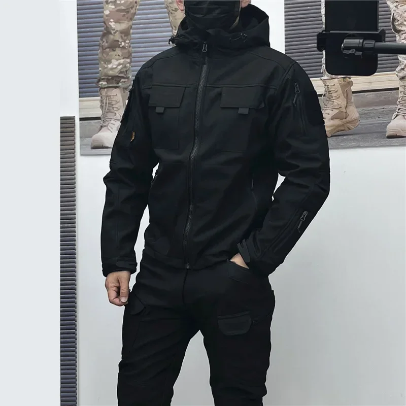 

New Men's Winter Velvet Thickened Outdoor Invader Soft Shell Tactics Windproof and Waterproof Mountaineering Charge Set