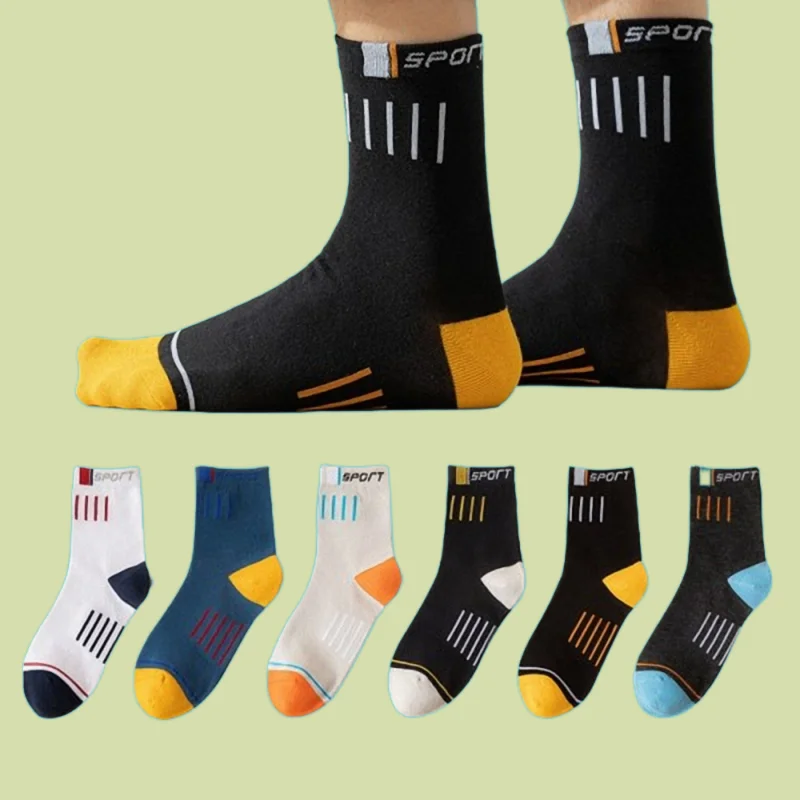 5/10 Pairs Men's Mid-Tube Deodorant Sweat-Absorbent Breathable Comfortable Basketball Sports Socks Trendy All-match Casual Socks