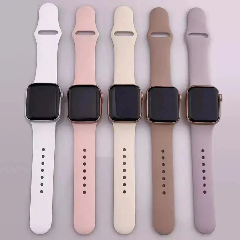 Silicone Strap For Apple Watch Bands 46mm 44mm 45mm 49mm 41mm 40mm 42mm Sport Correas Bracelet iWatch Series 11 10 SE 9 8 7 6 5