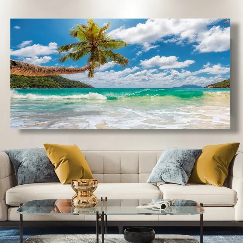 Tropical Island Wall Art Beaches Coconut Tree Pictures Landscape Posters and Prints Seascape Canvas Painting Living Room Decor