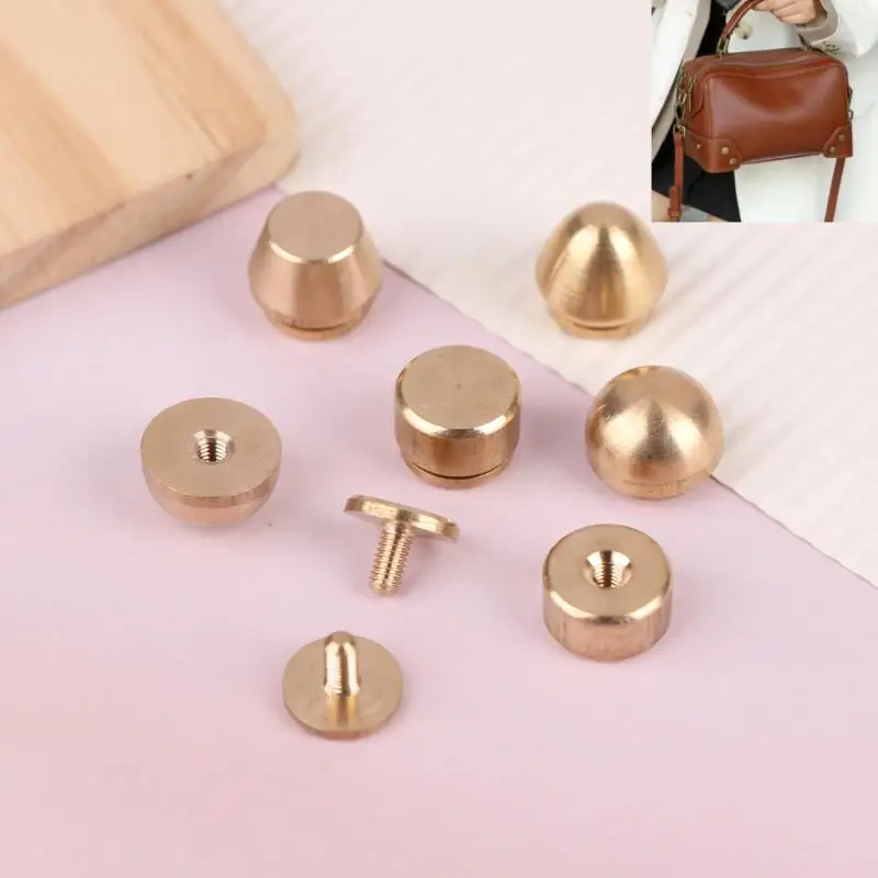 5Set High Quality Solid Brass Rivet And Screws DIY Leather Bag Decoration Suitcase Botton Feet Rivet Accessories