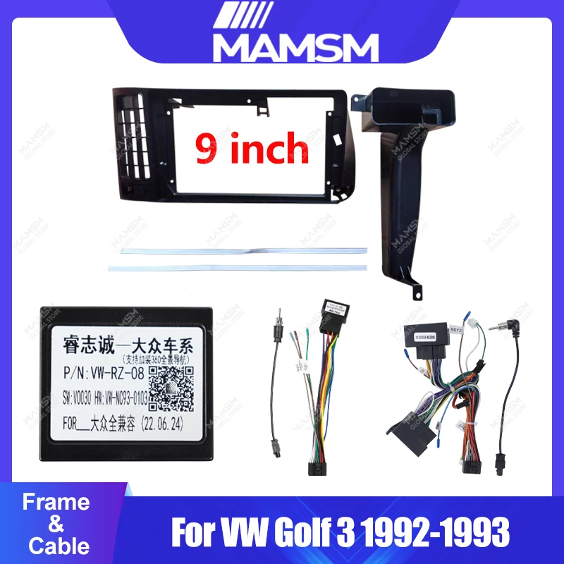 

Для VW Golf 3 1992-1993 Fascia Radio Dvd Stereo Cd Панель для установки приборной панели Комплект отделки лицевой рамки с жгутом проводов.