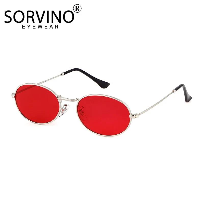 SORVINO Small Oval Sunglasses Men Brand 2024 Steampunk Mirror Round Red Retro Sun Glasses Women Fashion 90s Shades Eyewear UV400