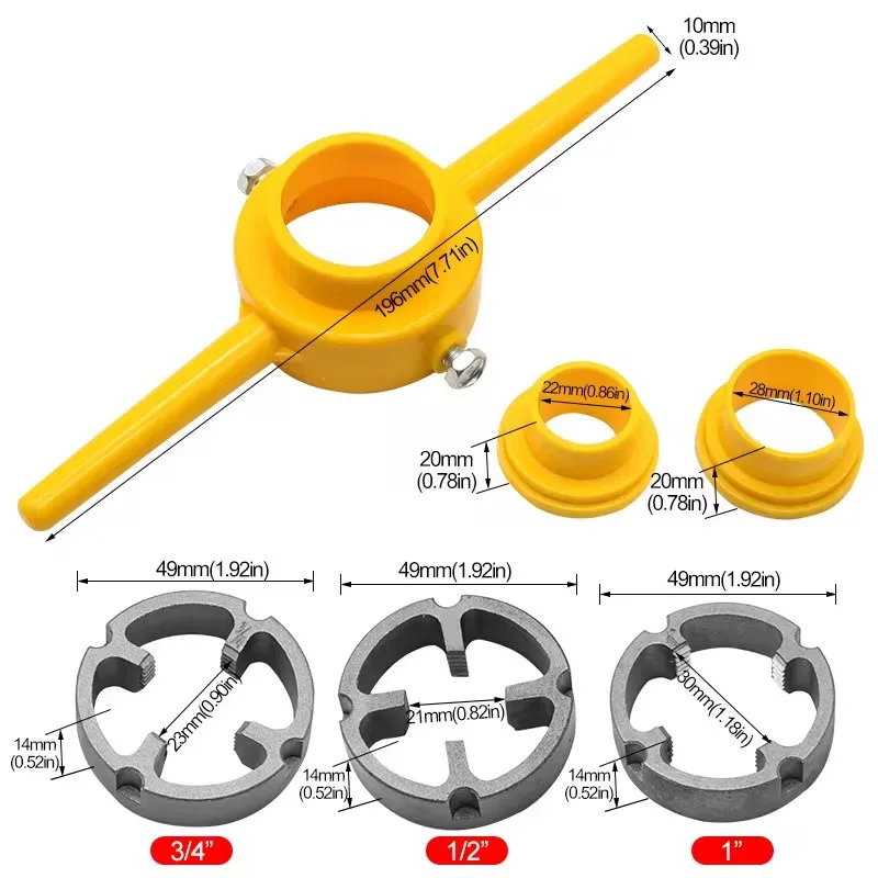 6-piece Set Of Water Pipe Die Plastic Pipe Threading Tool For Manual Quick Tapping Of 4-pin/6-pin/1-inch Pipe Die Tool