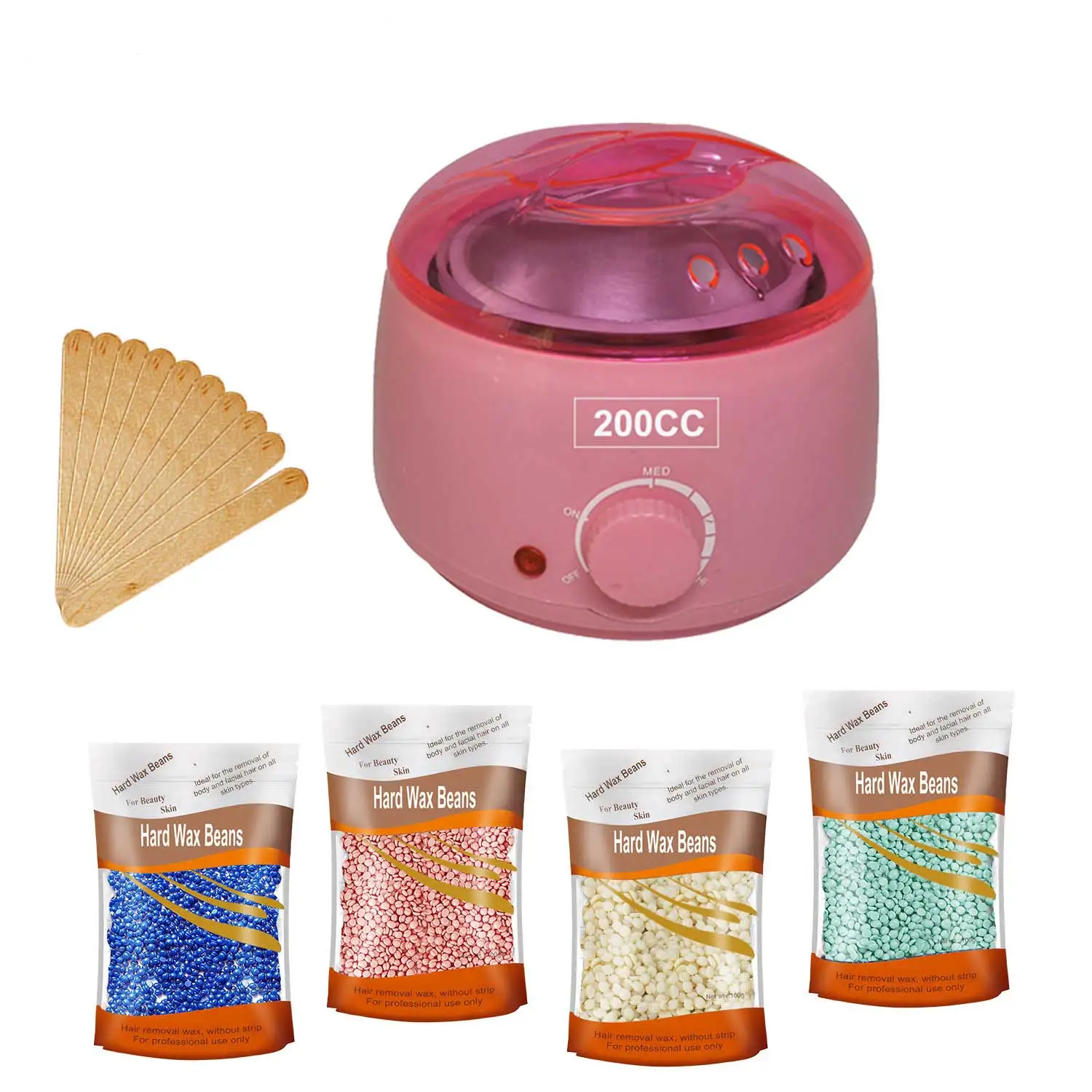 왁스 히터 워머 제모 기계, 200CC, 핸드 풋 바디 스파 제모기, 파라핀 왁스 포트, 왁스 콩 및 나무 스틱 포함