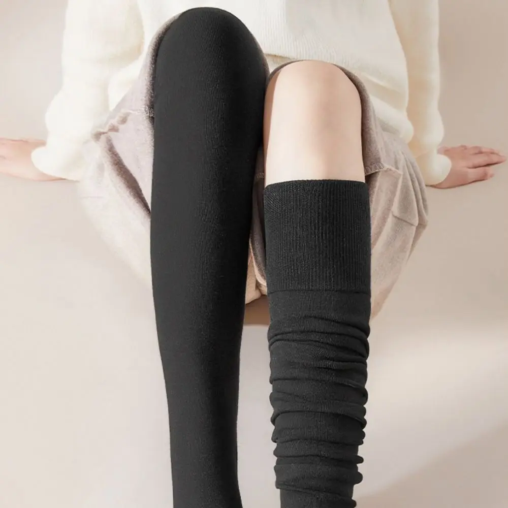 Casual Thick Harajuku Stockings Cotton Soft College Style Stockings Solid Color Over The Knee Casual Stockings Anti-friction