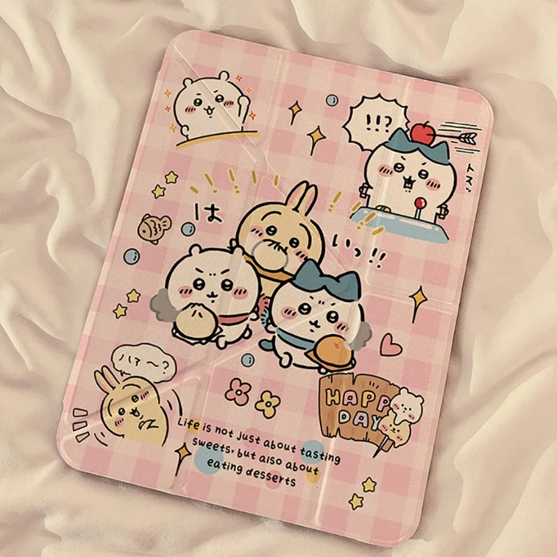 جديد ينطبق آي باد تشيكاوا الوردي شقة Kawaii واقية أنيمي الكرتون قوس لطيف 11/10 واقية هدايا للفتيات