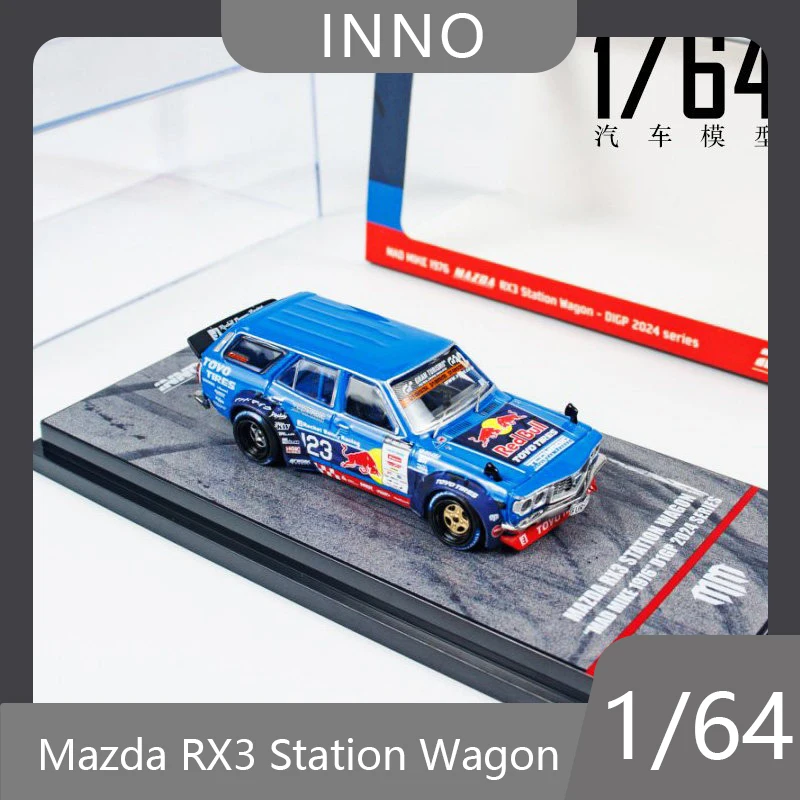 

INNO 1:64 MAD MIKE Mazda RX3 Station Wagon D1GP, коллекционная модель автомобиля из литого под давлением сплава, настольное украшение, игрушка для мальчика